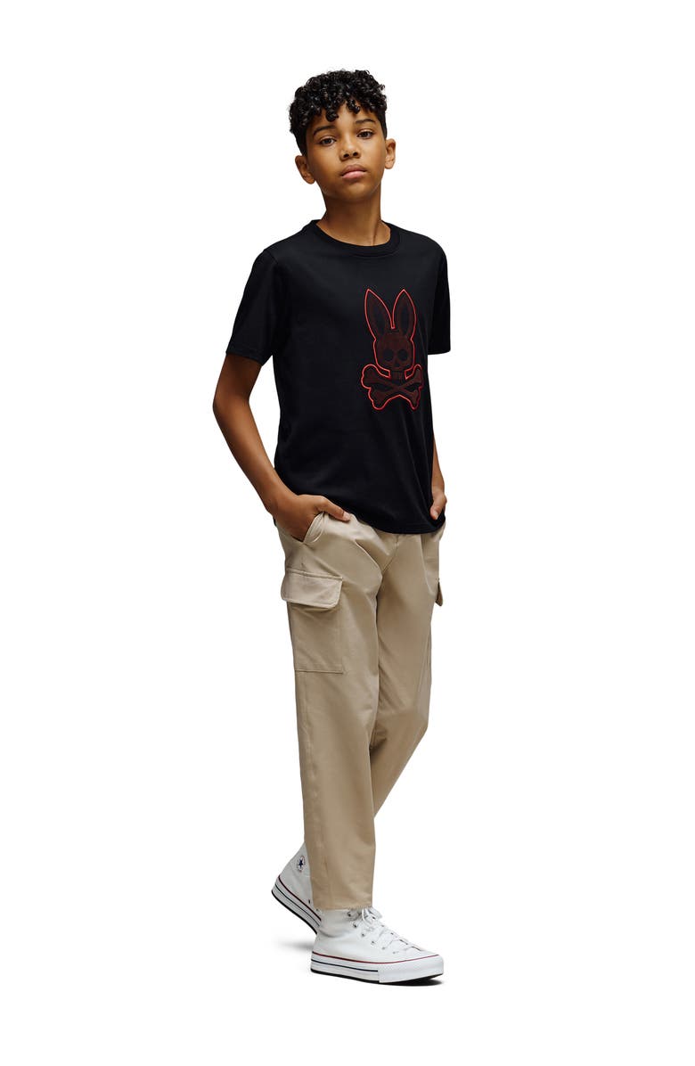 Psycho Bunny Kids' Jovan Embroidered Bunny Graphic T-Shirt, Alternate, color, Black