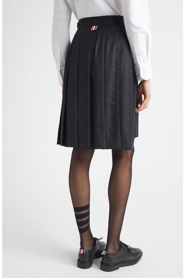 Drop Back Pleated Wool Skirt, Alternate, color, BLACK
