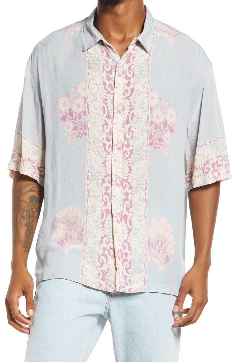 Topman Oversize Border Button-Up Shirt, Main, color, 