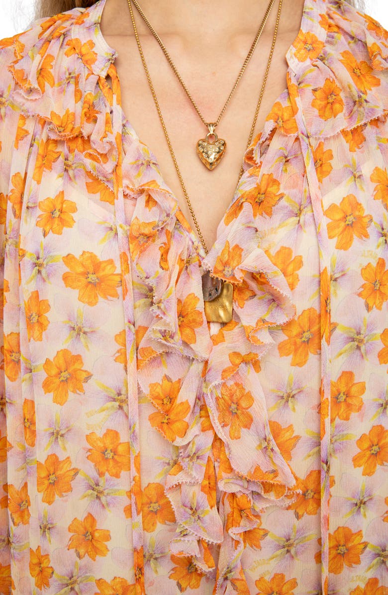 Zadig & Voltaire Floral Long Sleeve Maxi Dress, Alternate, color, Cream