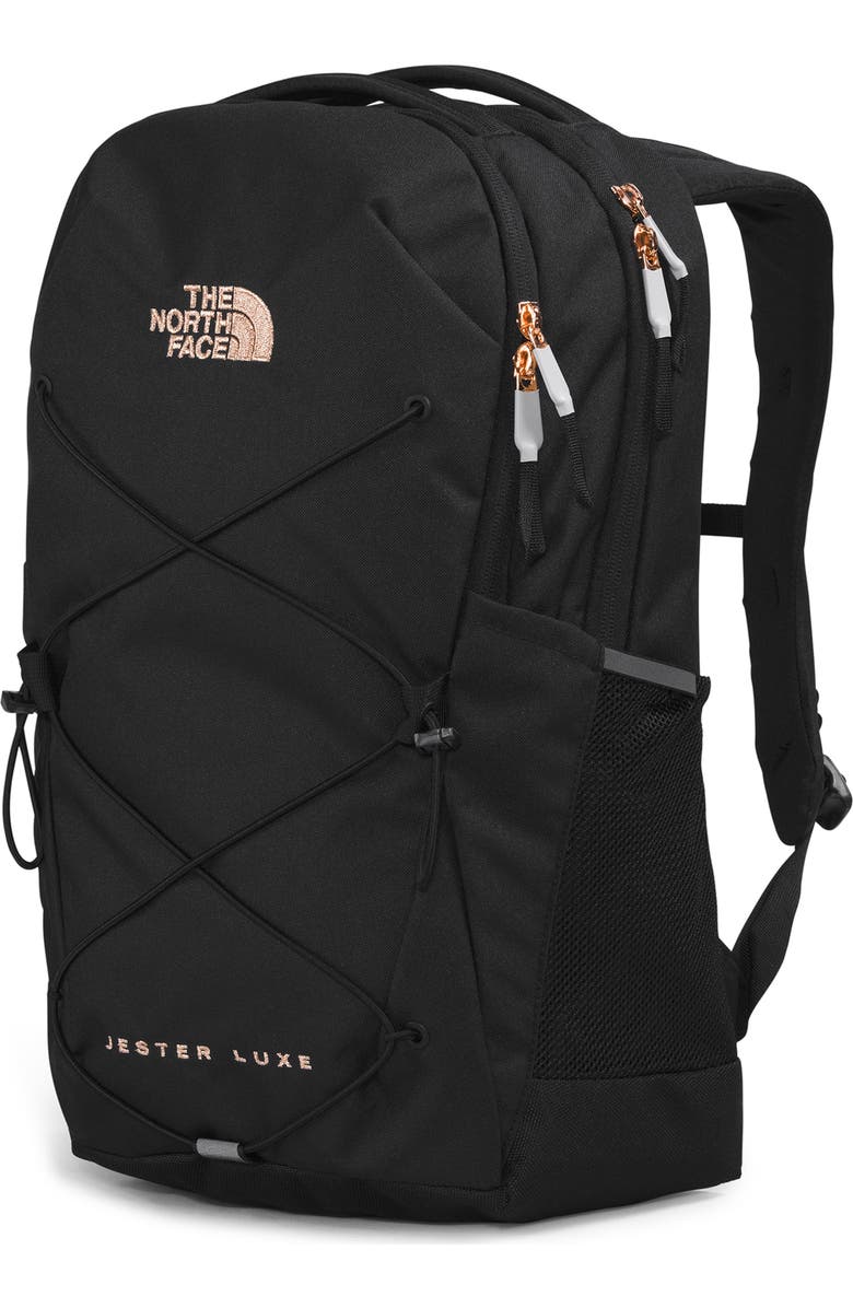 The North Face Jester Luxe Backpack, Alternate, color, Tnfblck Burntcoralme