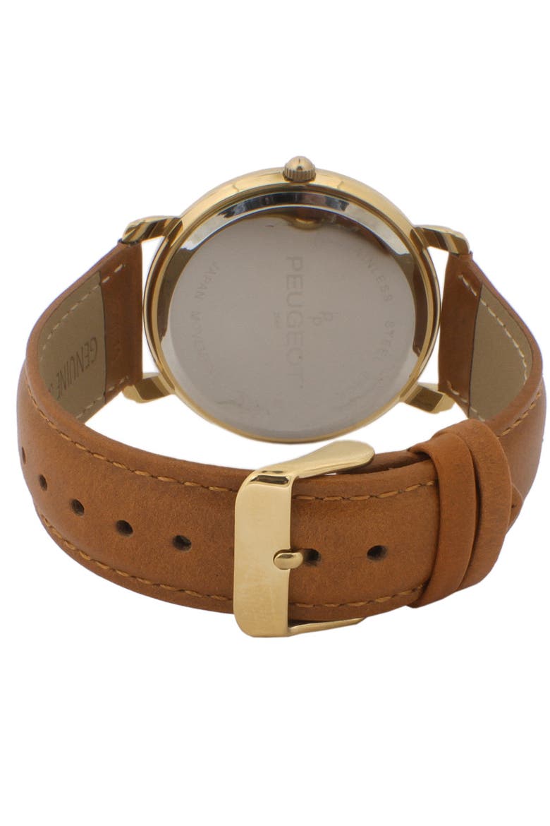 Retro Design Domed Crystal Leather Strap Watch - 38MM, Alternate, color, Brown