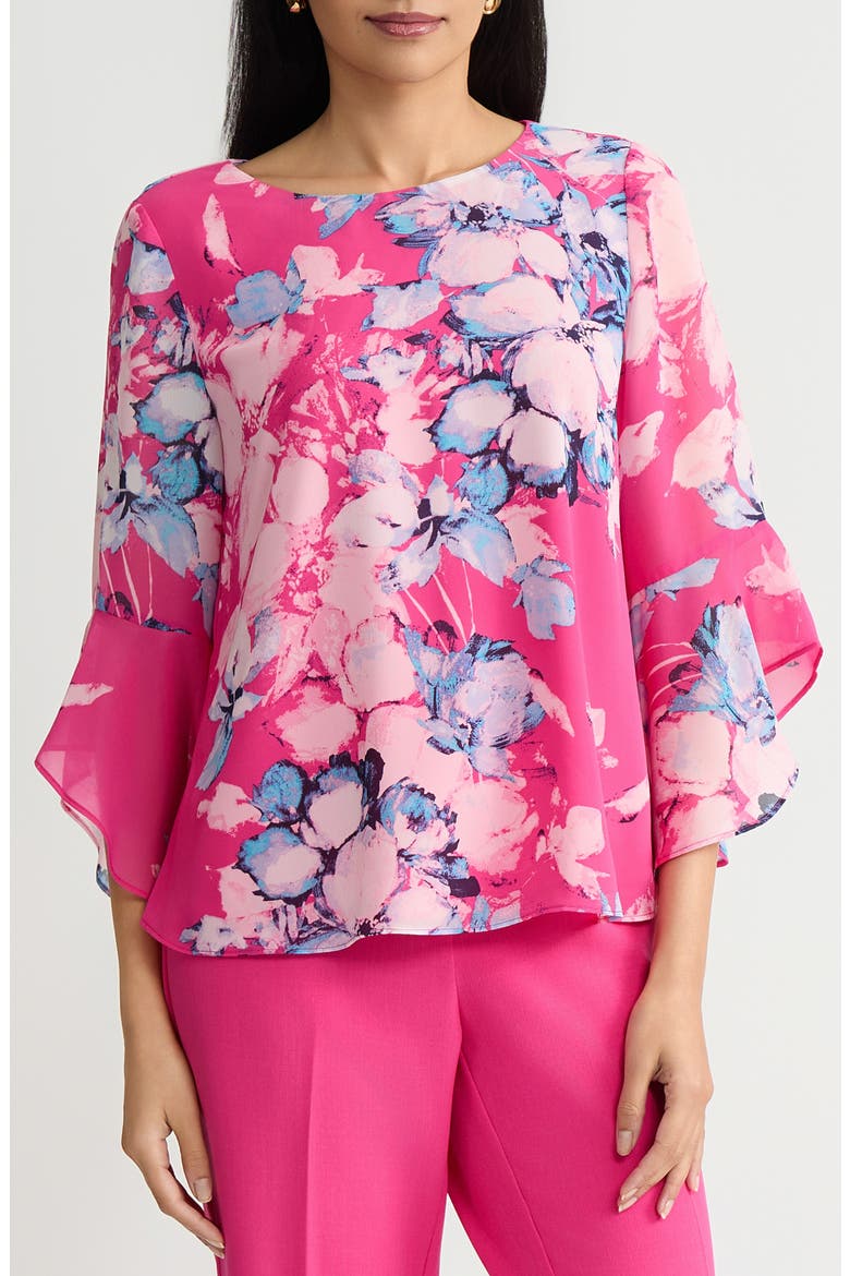 Floral Chiffon Top, Main, color, PINK PERFECTION MULTI