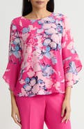 KASPER Floral Chiffon Top