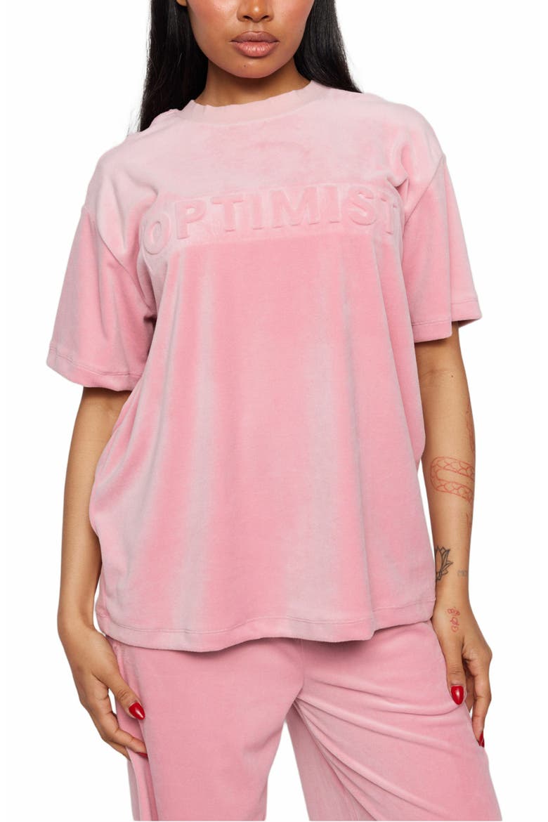 OPTIMIST VELOUR OVERSIZED TEE, Alternate, color, PINK
