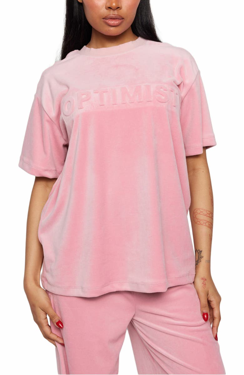 Samii Ryan OPTIMIST VELOUR OVERSIZED TEE, Alternate, color, Pink