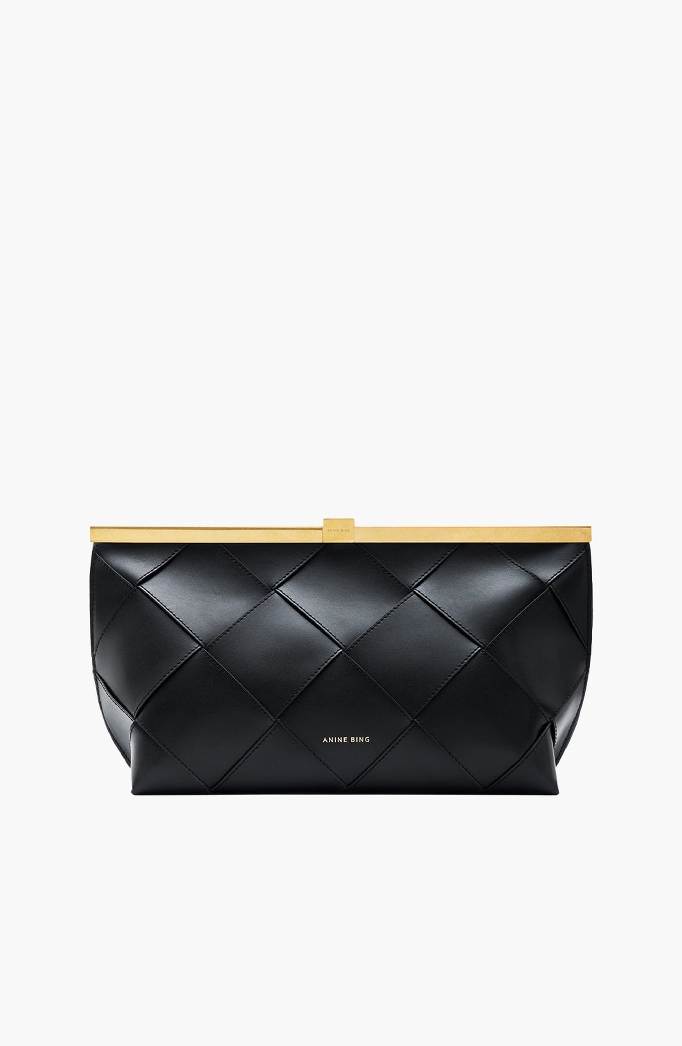 Anine Clutch Braided Leather, Main, color, Black