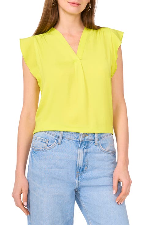 Ruffle Sleeve Satin Top