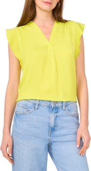 Vince Camuto Ruffle Sleeve Satin Top