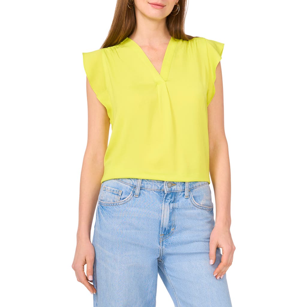 VINCE CAMUTO VINCE CAMUTO RUFFLE SLEEVE SATIN TOP
