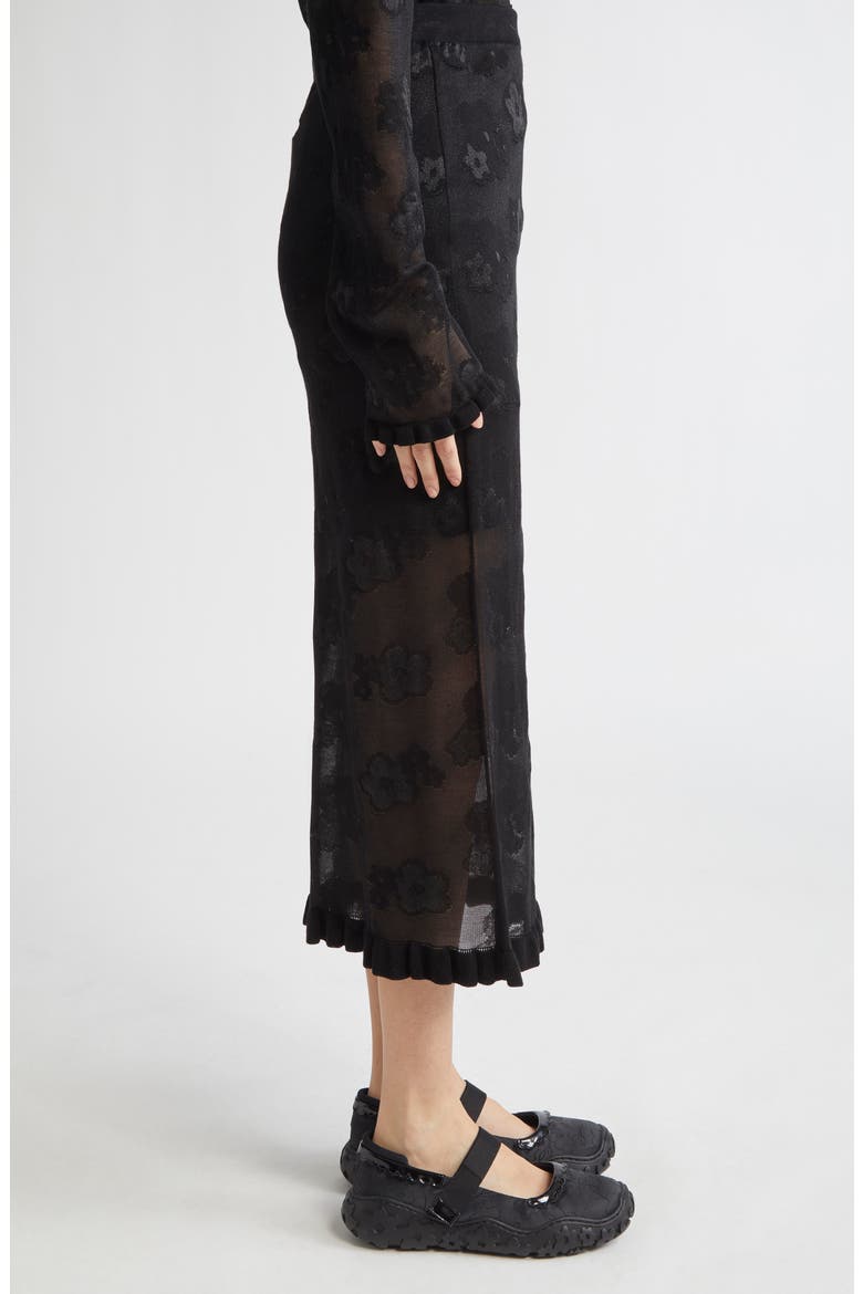 Pegonia Sheer Jacquard Pencil Skirt, Alternate, color, BLACK