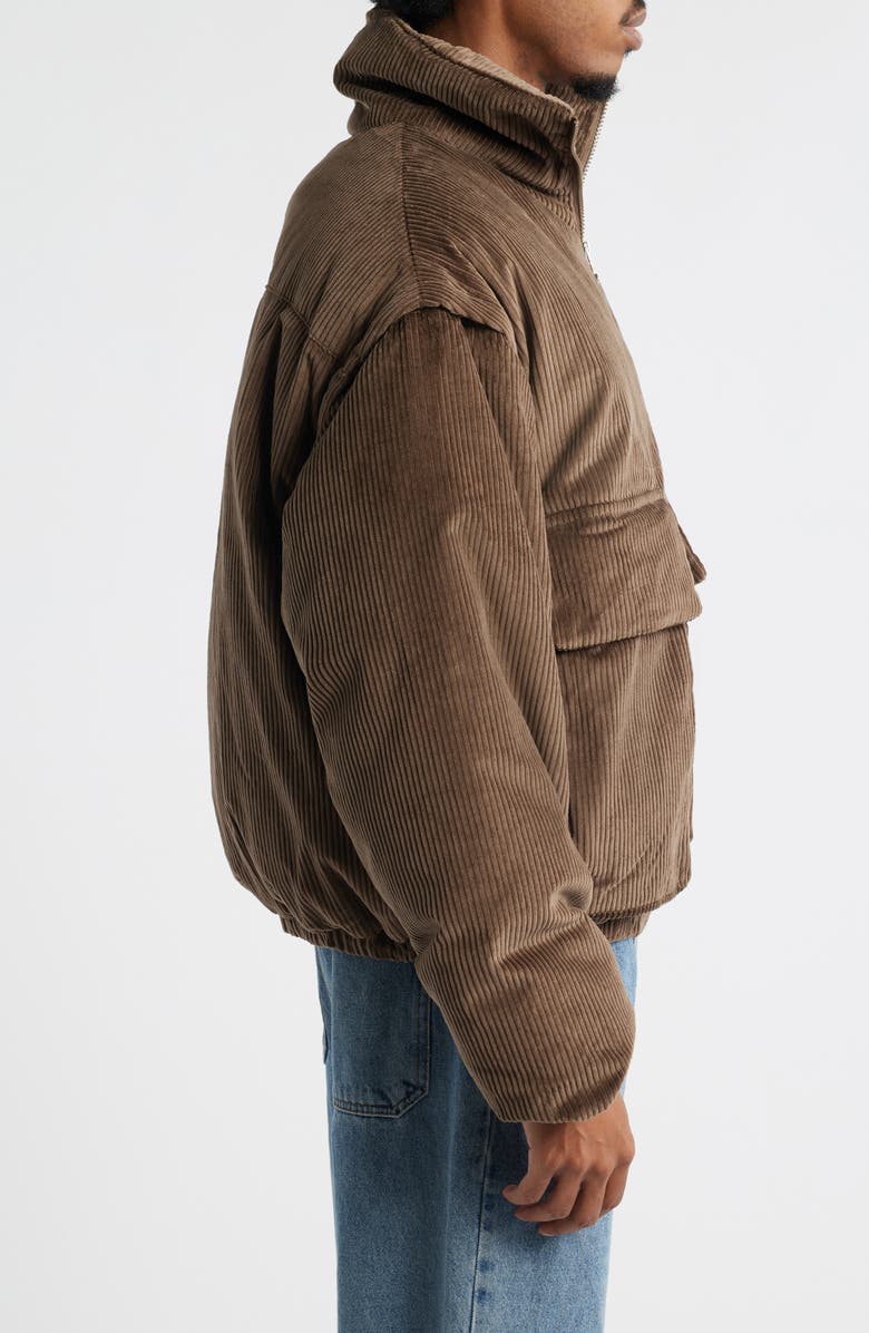 SANTO STUDIO Avola Cotton Corduroy Down Jacket, Alternate, color, Charcoal