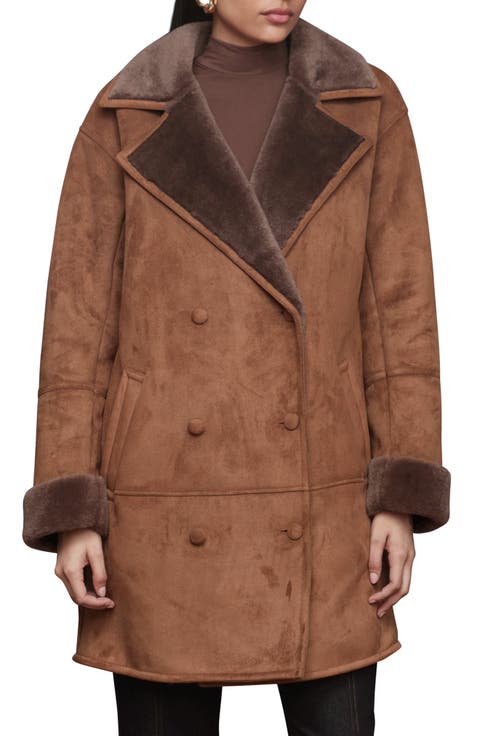Double Breasted Faux Shearling Coat