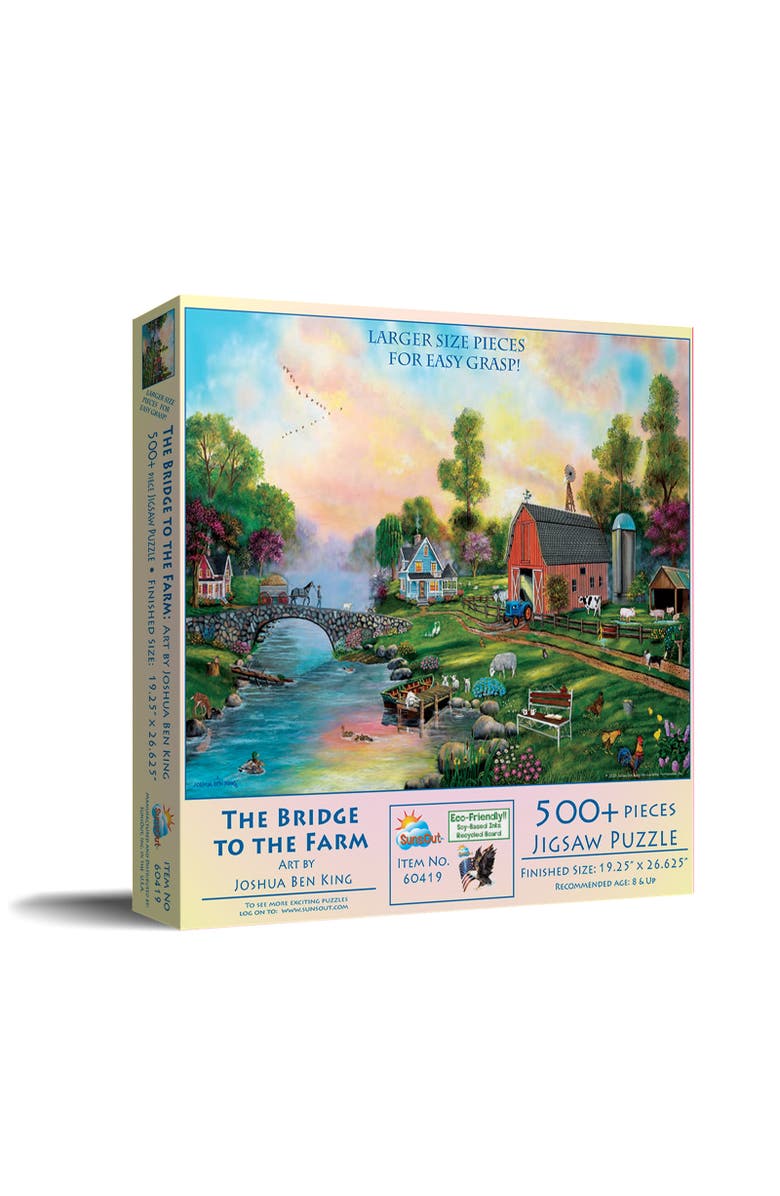 Sunsout Bridge to the Farm 500 piece Jigsaw Puzzle for Adults Large Pieces, Main, color, Multicolor