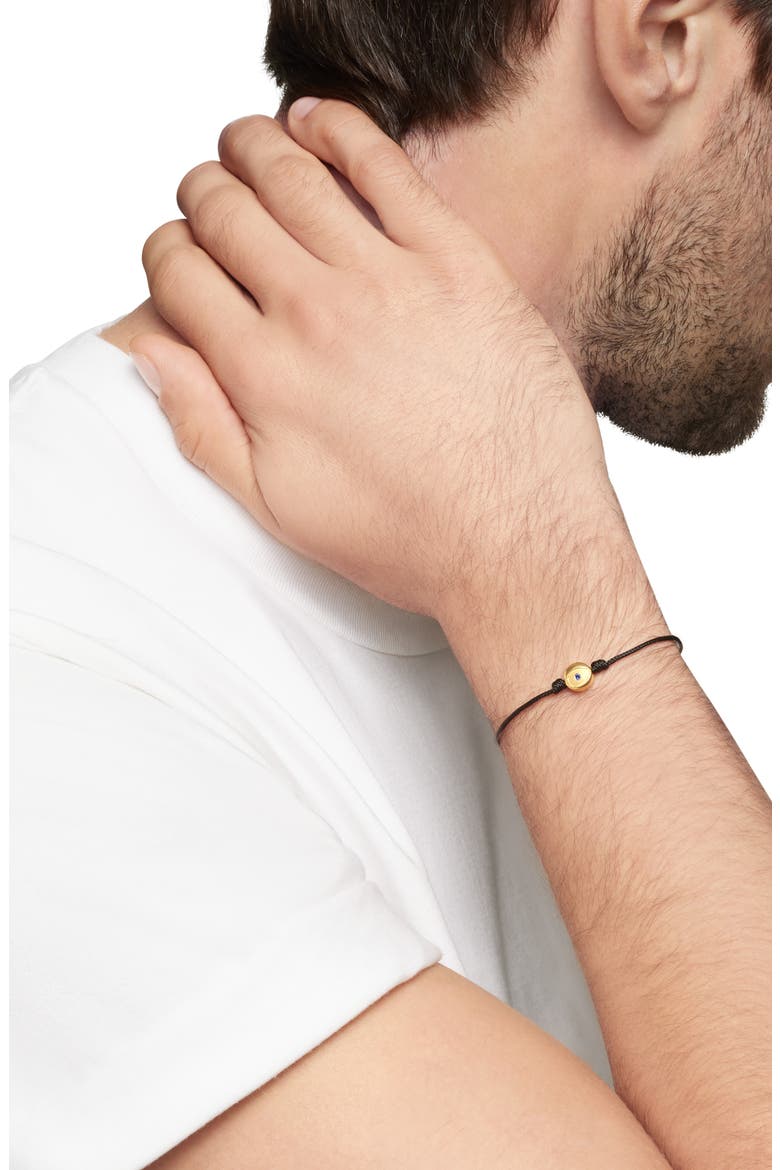 Men's Evil Eye Cord Bracelet with 18K Gold & Sapphire, Alternate, color, BLACK / GOLD / SAPPHIRE