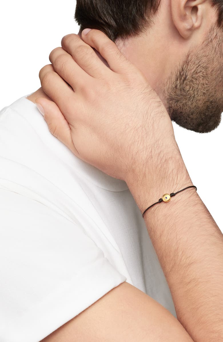 David Yurman Men's Evil Eye Cord Bracelet with 18K Gold & Sapphire, Alternate, color, Black / Gold / Sapphire
