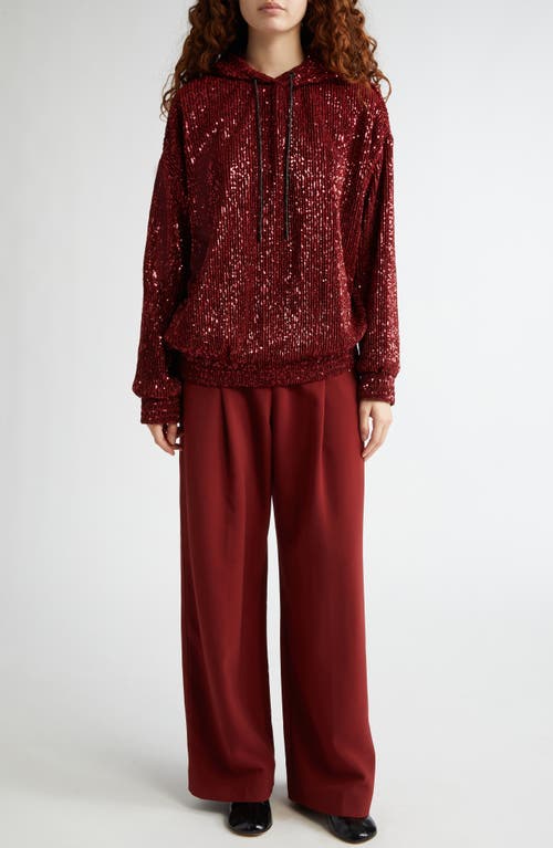 Stine Goya Sequin Oversize Hoodie In Bordeaux