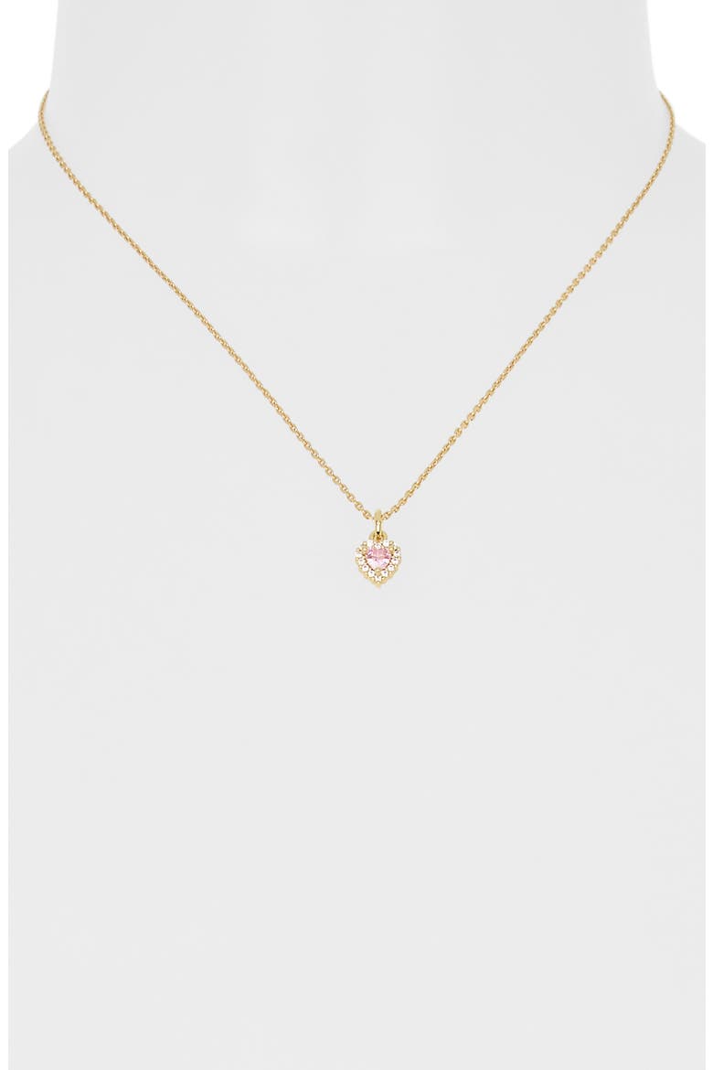 Pavé Cubic Zirconia Heart Pendant Necklace, Alternate, color, PINK/ GOLD