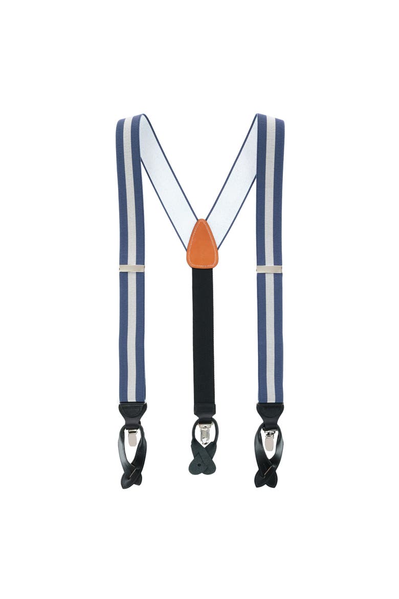 Big & Tall Oliver Stripe Convertible Suspenders, Alternate, color, Blue / Grey