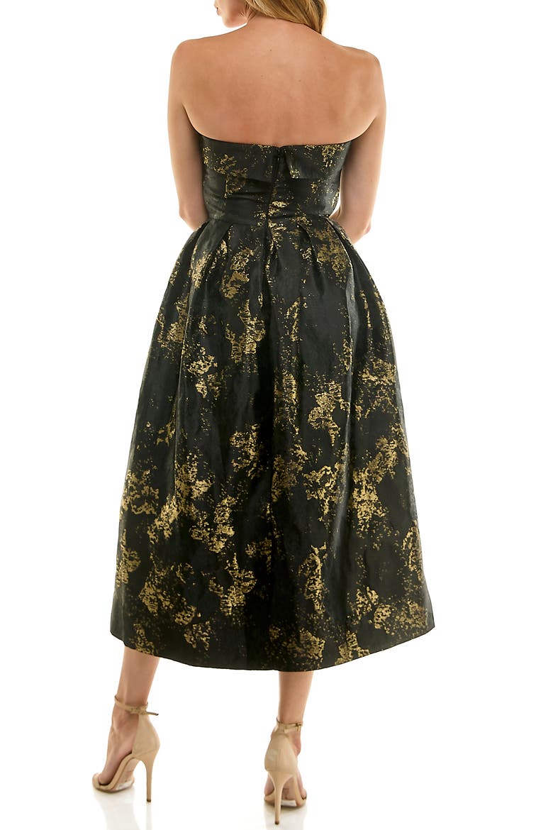 Metallic Strapless Gown, Alternate, color, BLACK/ GOLD