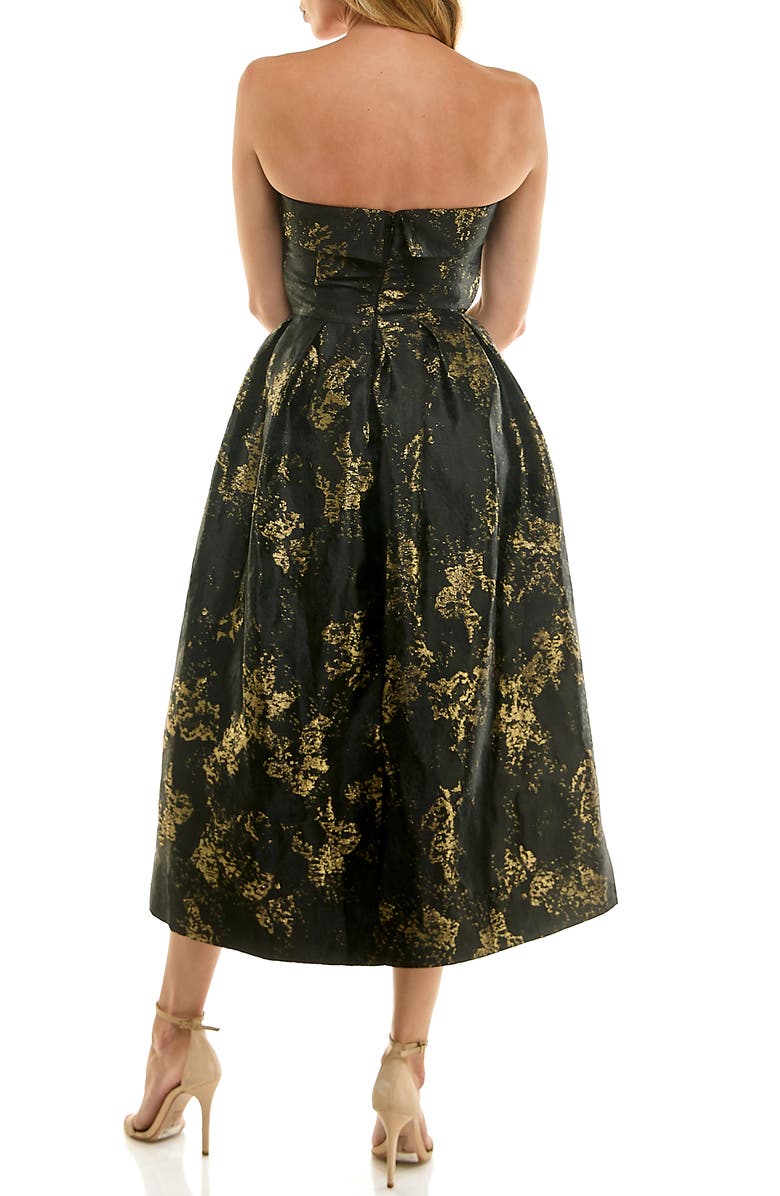 Socialite Metallic Strapless Gown, Alternate, color, Black/ Gold