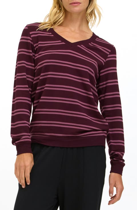 Edwina Barbados Stripe Feather Fleece Sweatshirt