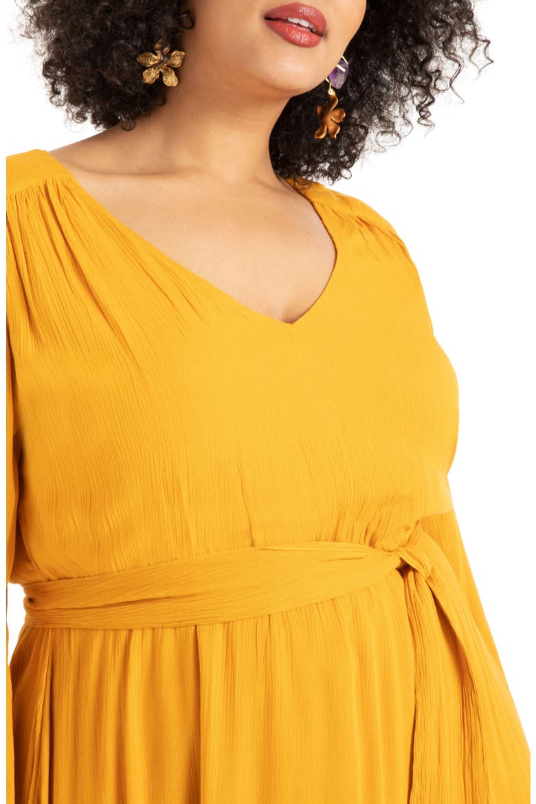 Long Sleeve Belted Dress, Alternate, color, SUNFLOWER
