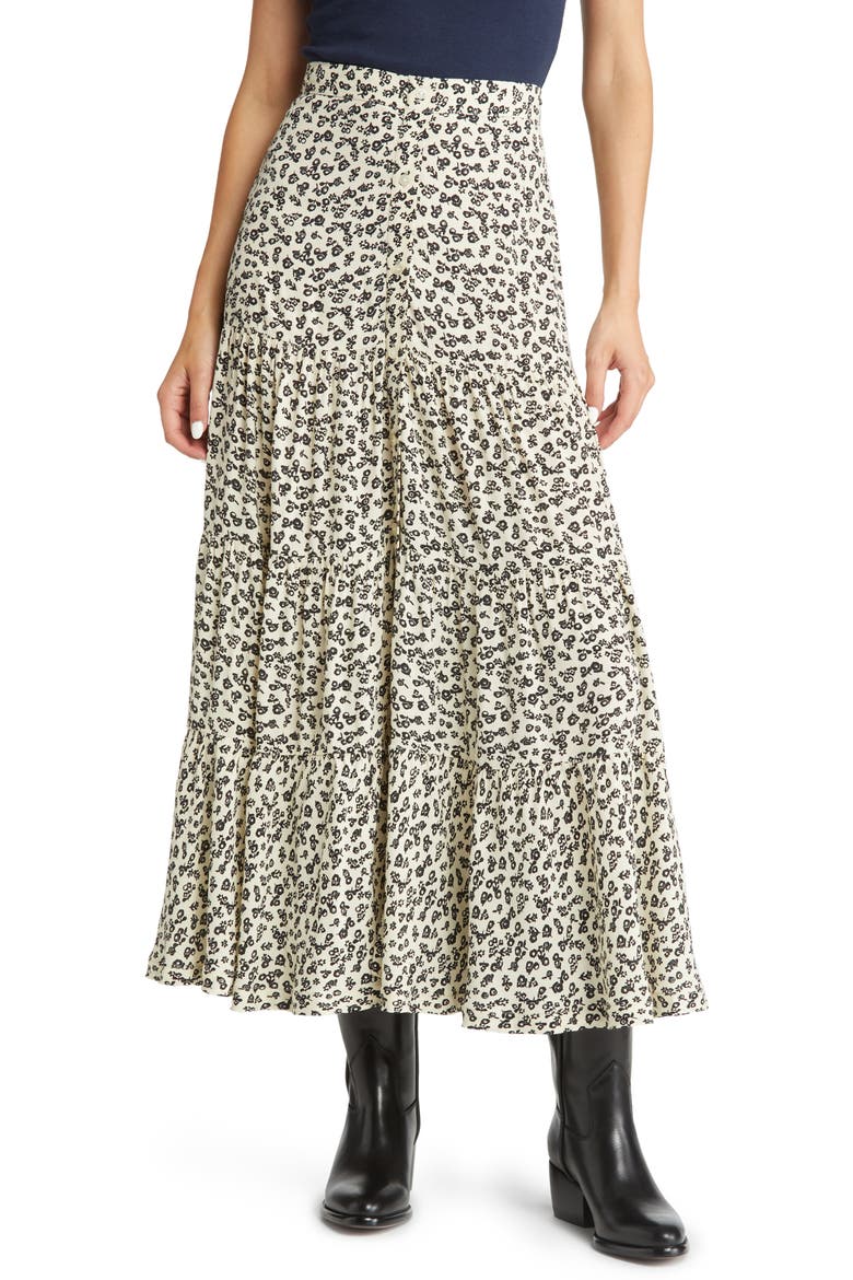 Tiered Button Front Midi Skirt, Main, color, 0591-COMBO L