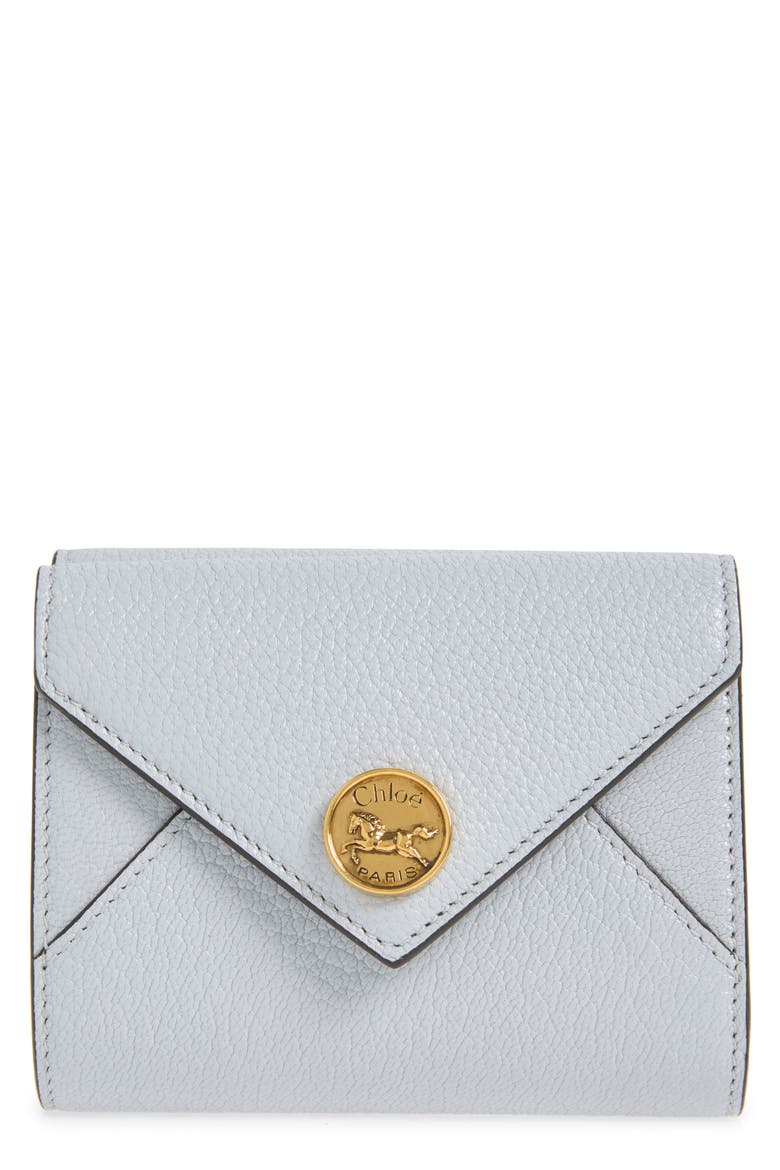 Leather Envelope Trifold Wallet, Main, color, GREYISH BLUE