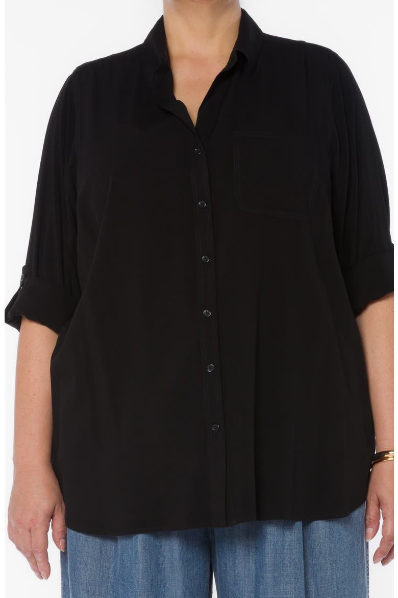 Elisa Long Sleeve High/Low Shirt, Alternate, color, BLACK