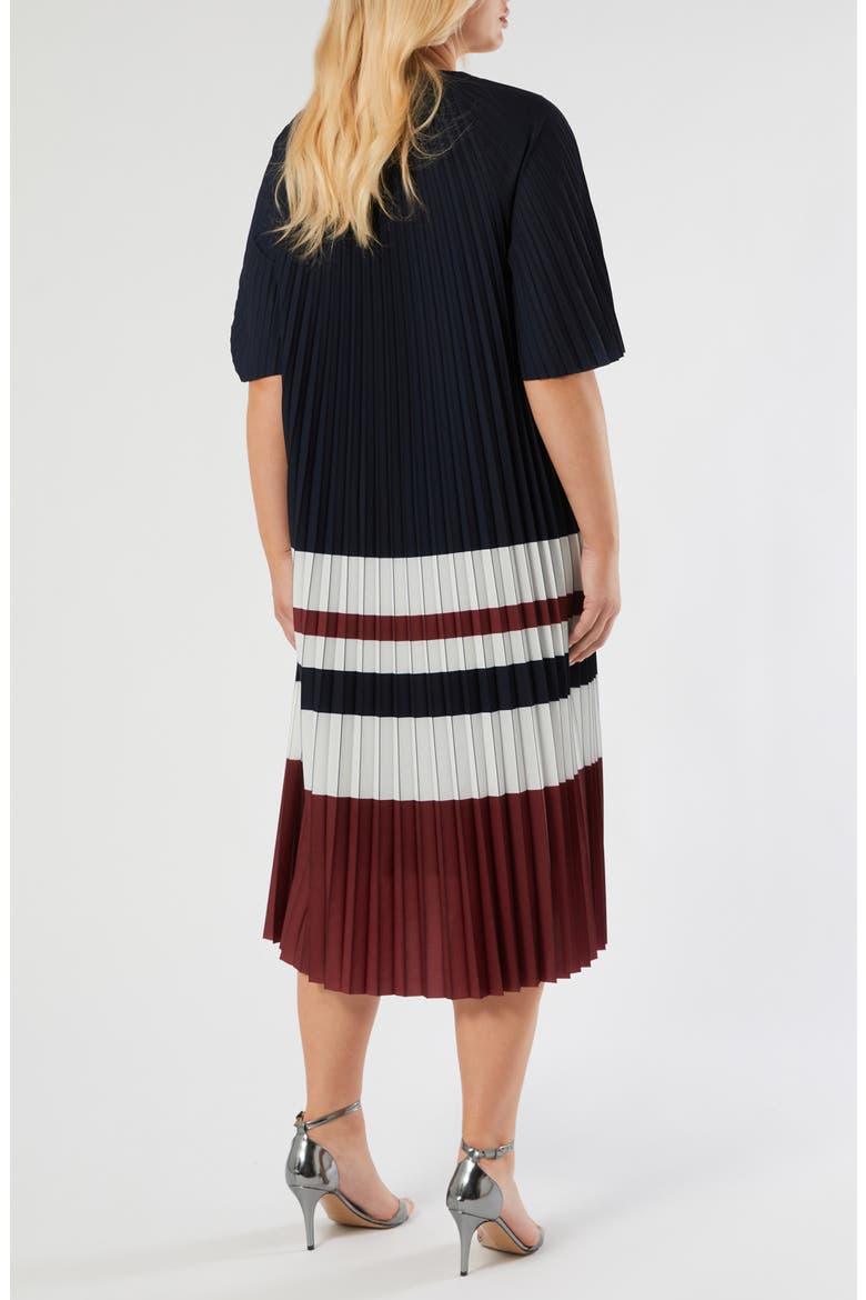 Calibri Colorblock Pleated Crêpe de Chine Dress, Alternate, color, CHERRY