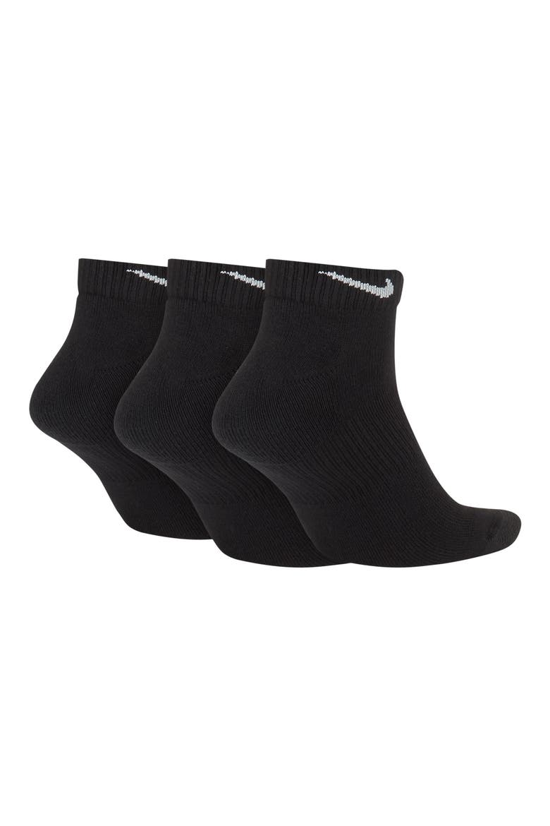 Kids' 3-Pack Cushioned Ankle Socks, Alternate, color, BLACK/ WHITE