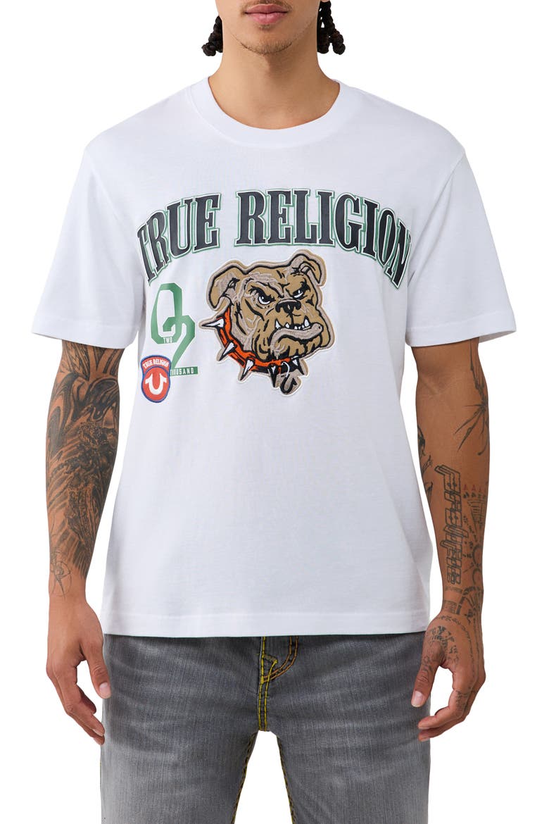 Bulldog Graphic T-Shirt, Main, color, OPTIC WHITE