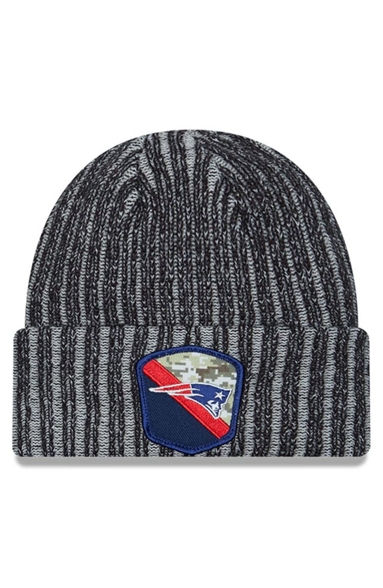 New Era Men's New Era  Black New England Patriots 2023 Salute To Service Cuffed Knit Hat, Main, color, 