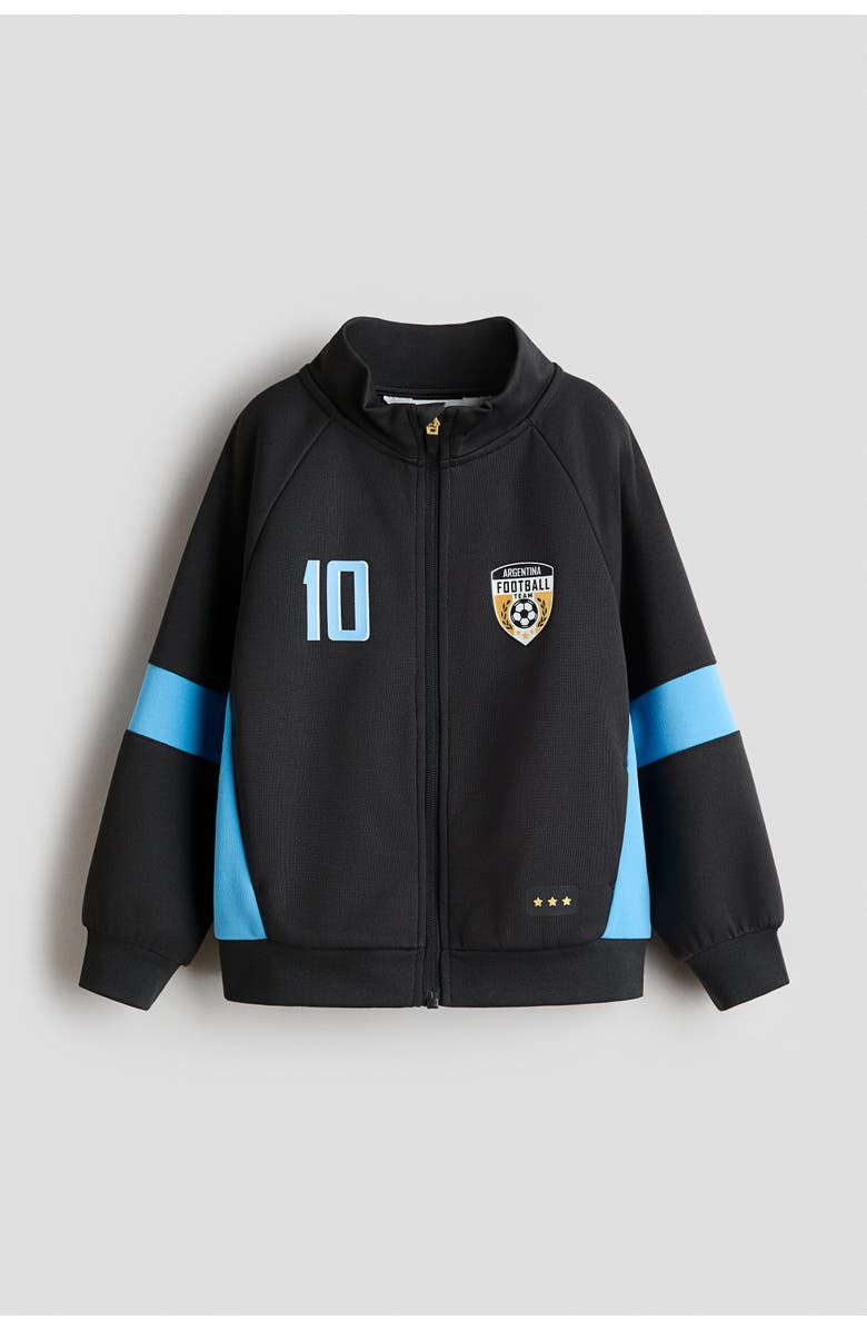 H&M Football Jacket, Main, color, Black/Argentina