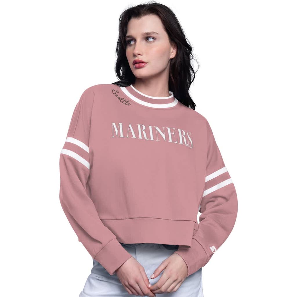 Shop Starter Pink Seattle Mariners Power Play Cropped Pullover Sweatshirt