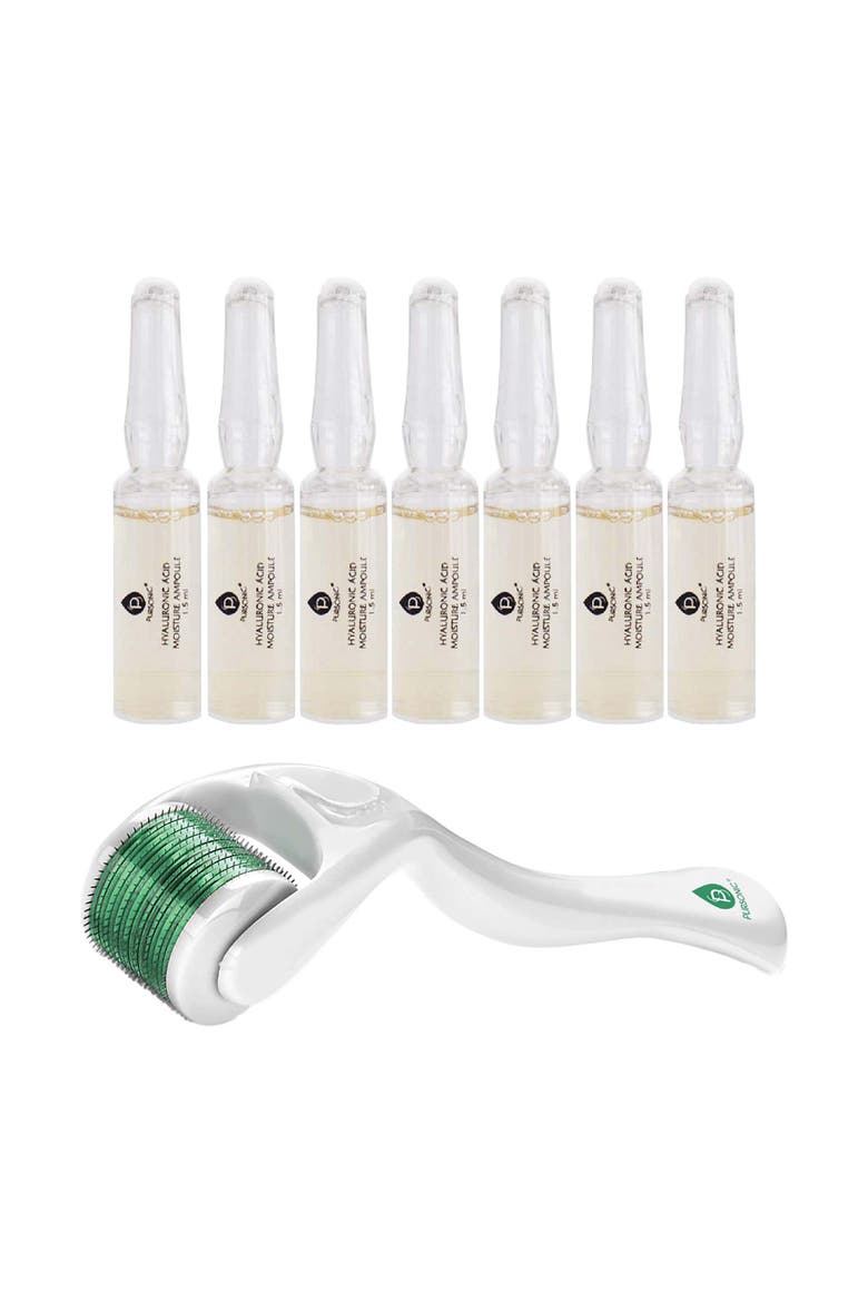 Skin Renewal Bundle Micro Needle Roller & 7-Day Hyaluronic Acid Serum Set, Main, color, White