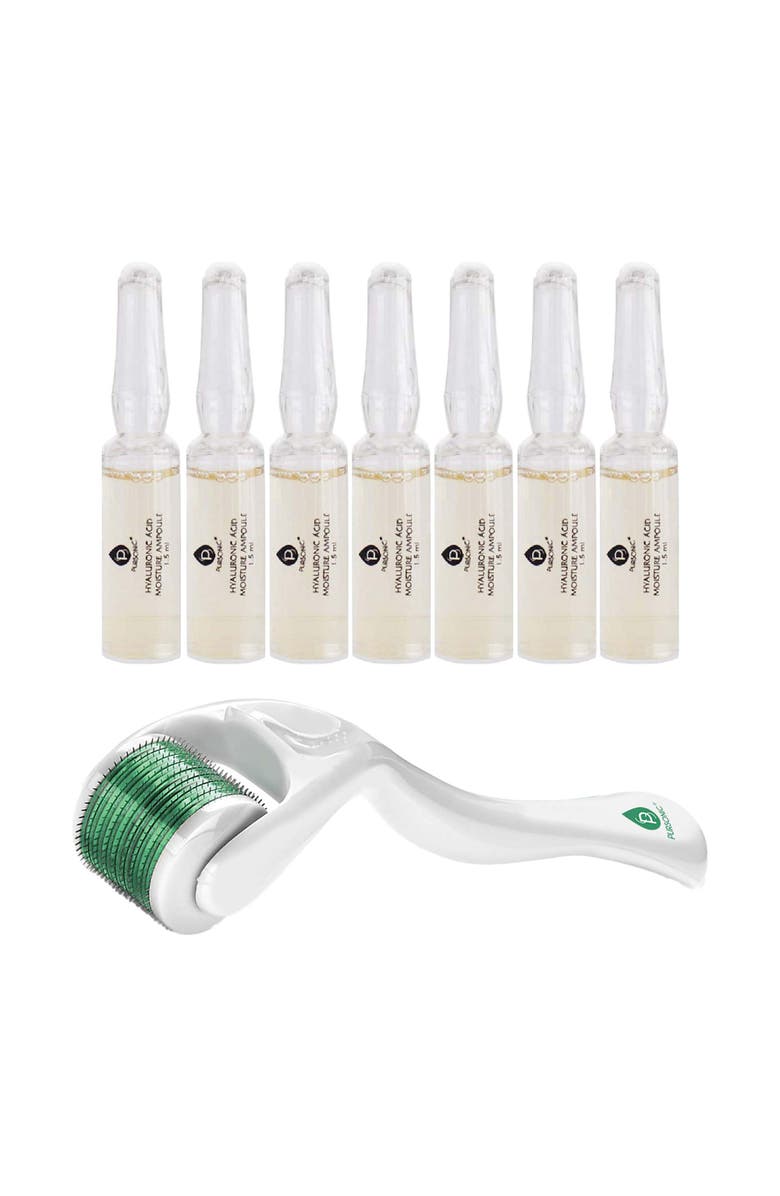 PURSONIC Skin Renewal Bundle Micro Needle Roller & 7-Day Hyaluronic Acid Serum Set, Main, color, White
