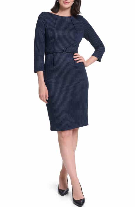 Tailored Belted Sheath Dress
