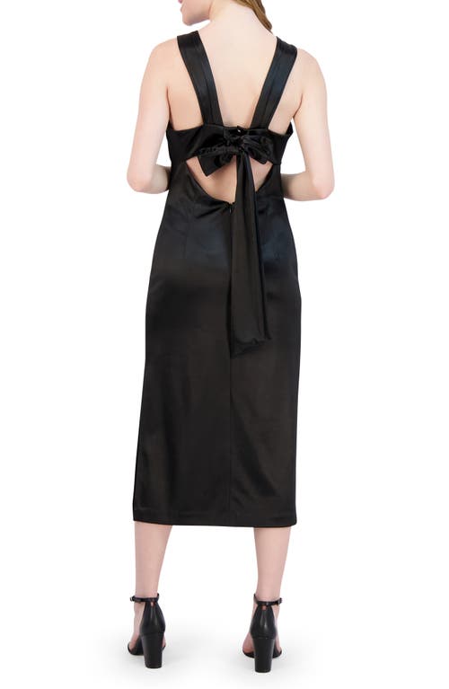 Julia Jordan Tie-back Cutout Satin Midi Dress In Black