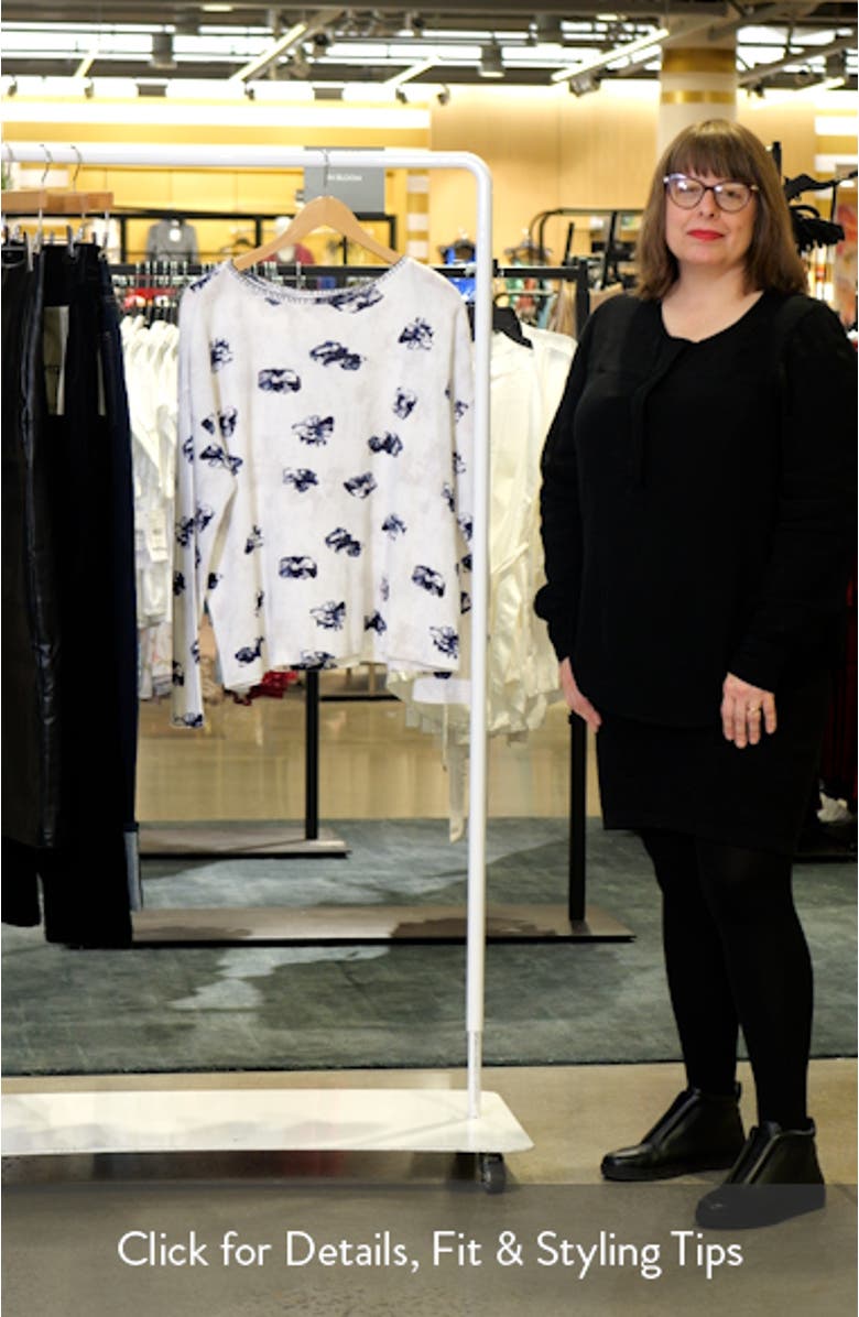 Stamped Floral Long Sleeve Waffle Knit Top, sales video thumbnail