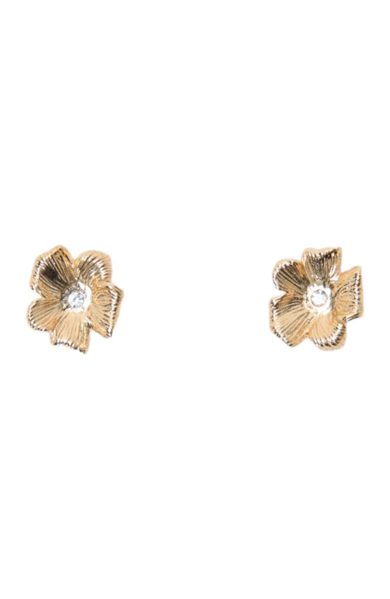 maje Flower stud earrings, Main, color, Gold