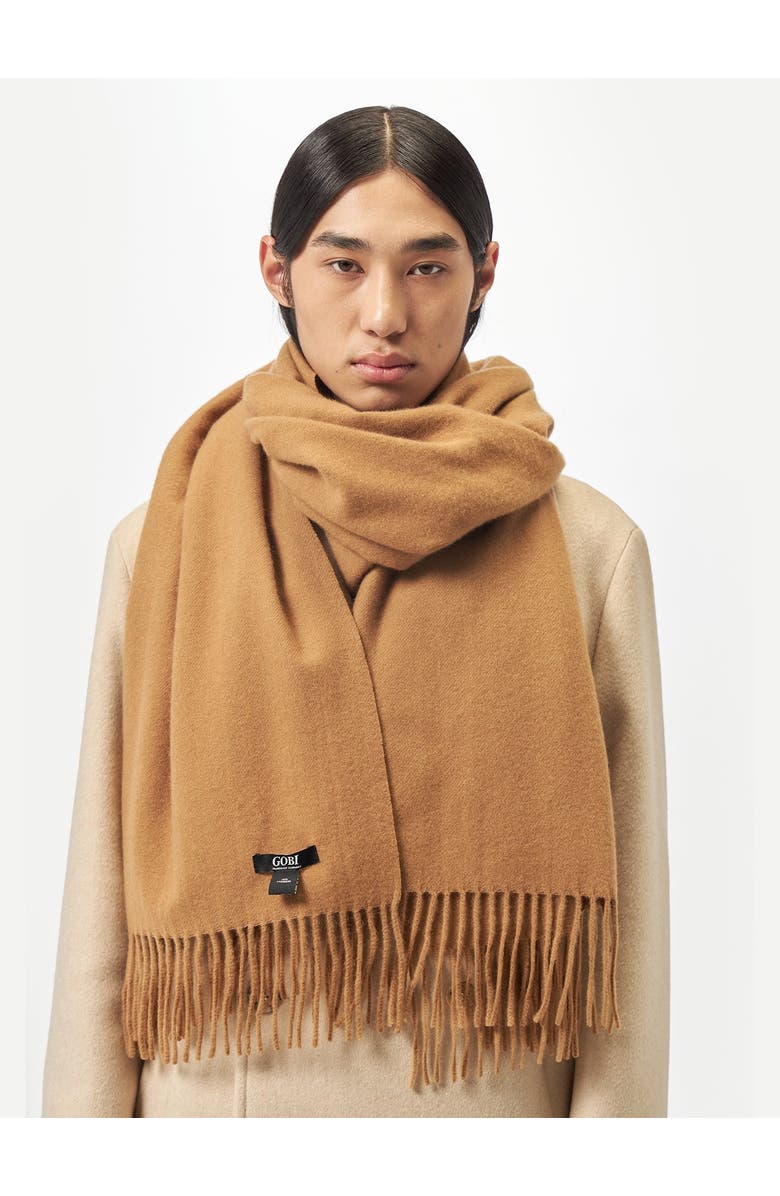 Gobi Cashmere Oversized Cashmere Woven Scarf, Alternate, color, Almond