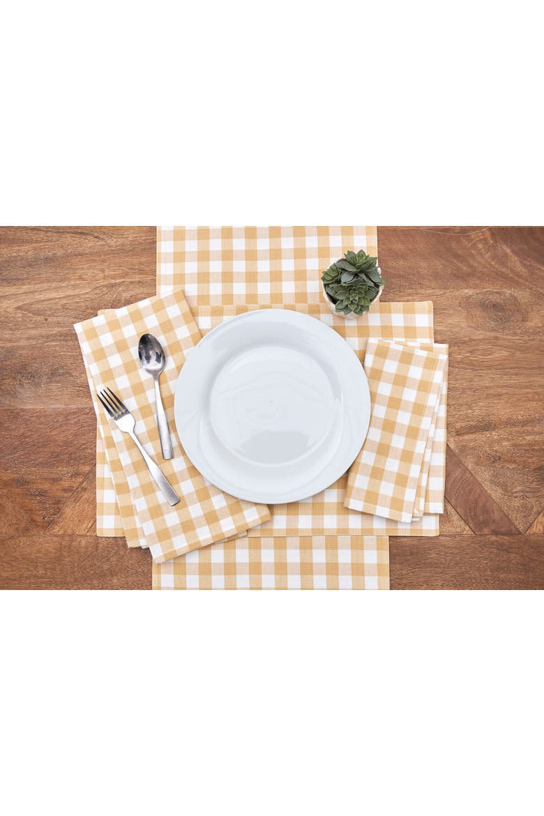 Ashford Cornsilk Gingham Checkered Placemats Set of 6 Dining, 13" x 19", Alternate, color, Yellow