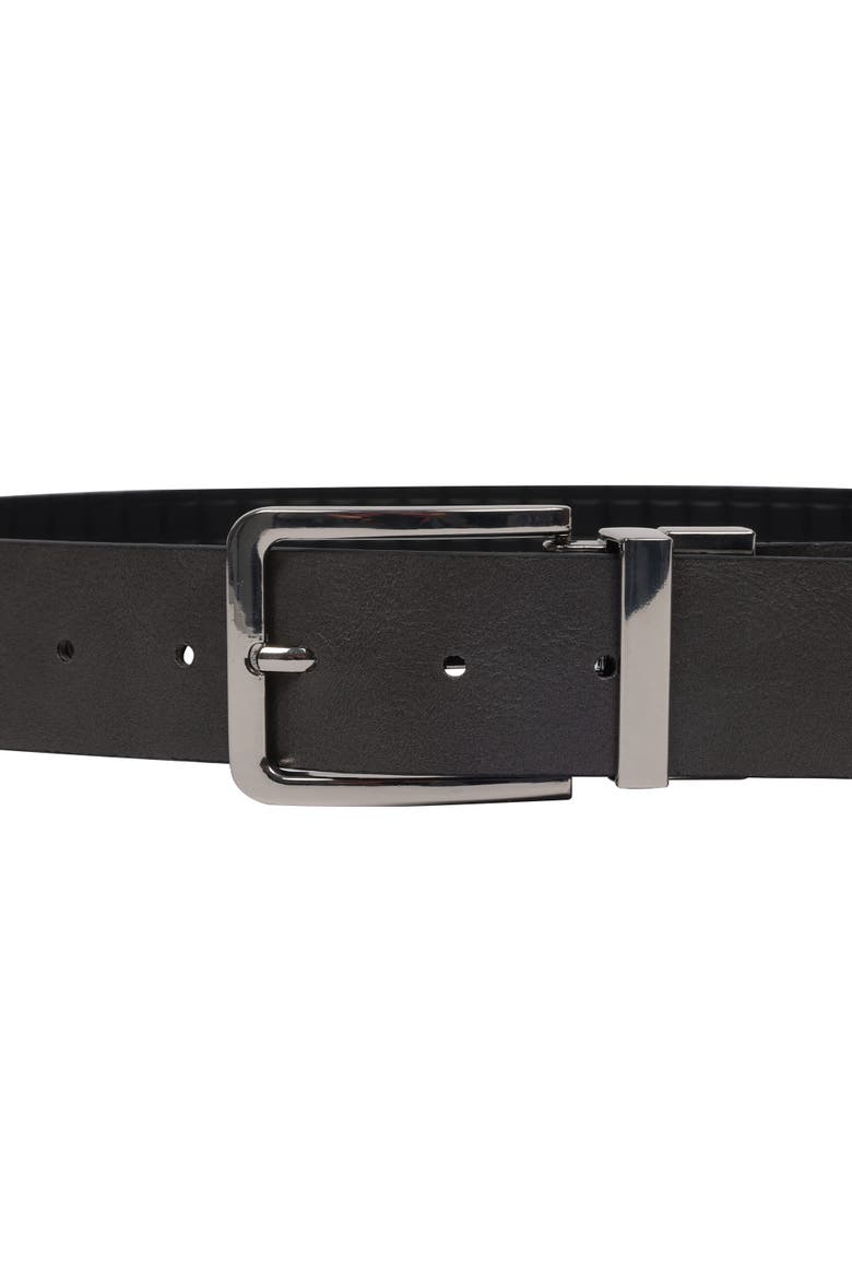 Textured PU Reversible Belt with Polished Buckle, Alternate, color, BLACK/GREY