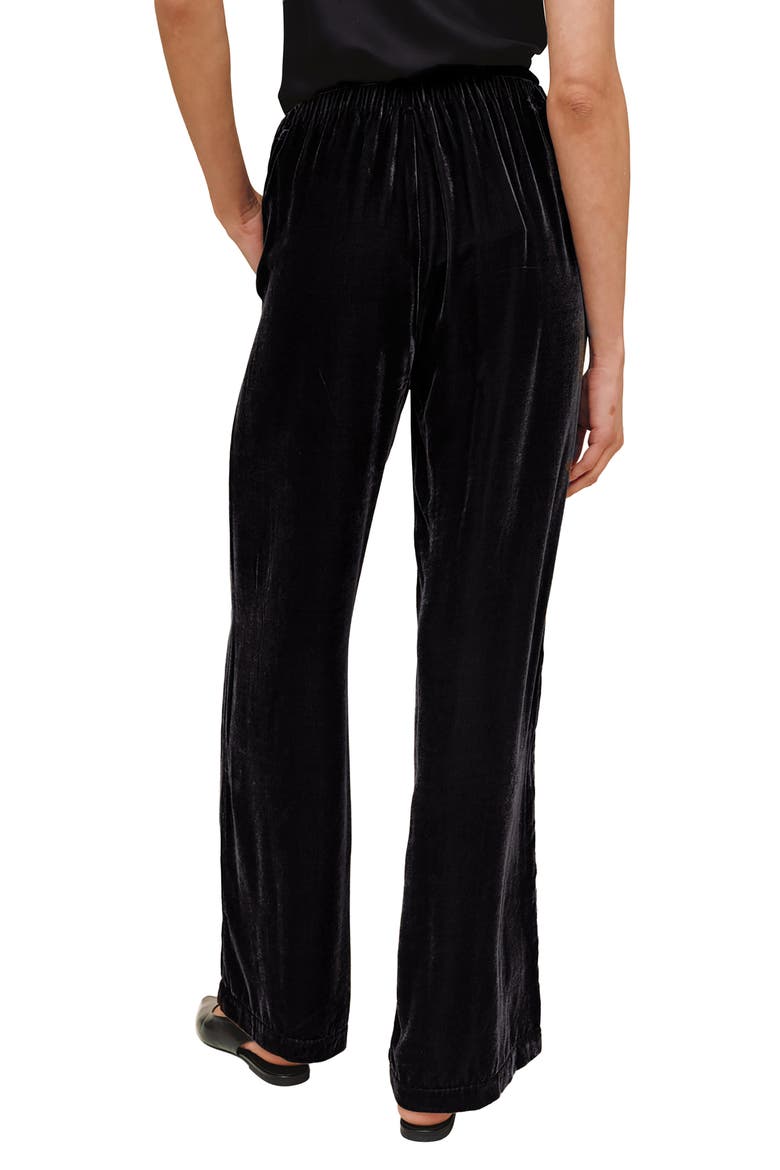 Sleek Clean Wide Leg Velvet Pants, Alternate, color, BLACK