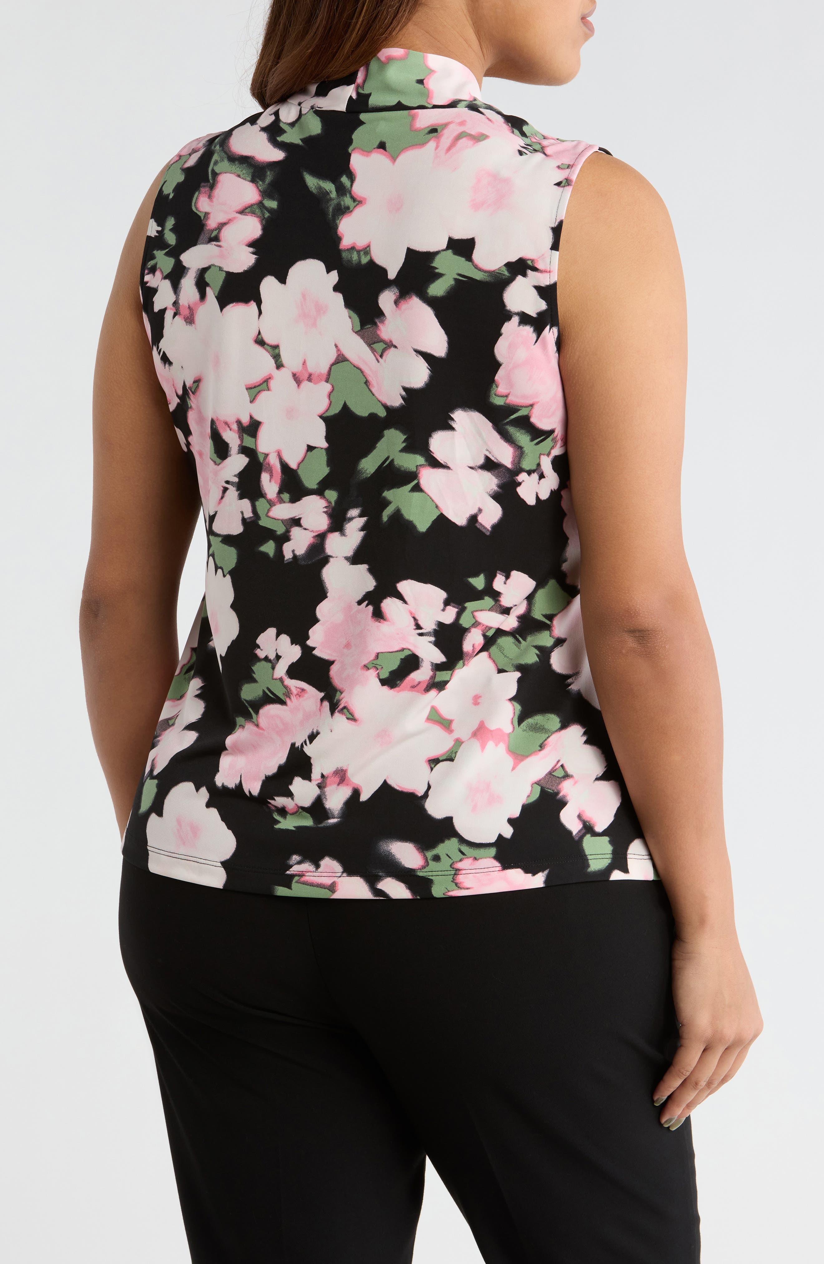 Floral Print Knot Front Sleeveless Top - image 2