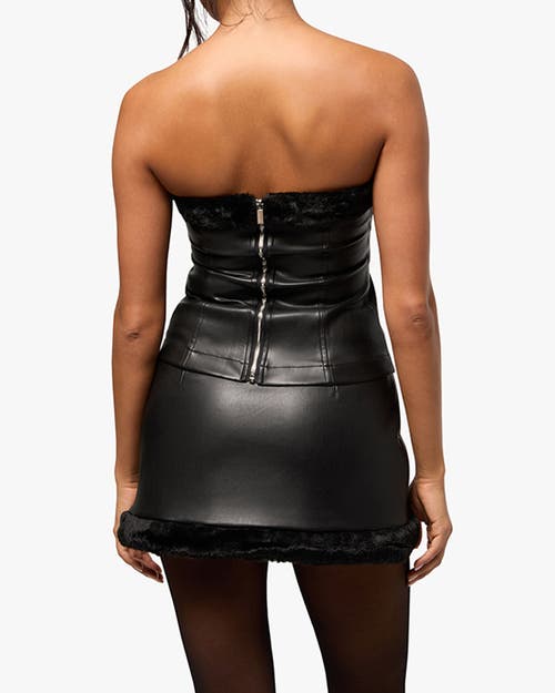 Weworewhat Faux Fur Corset Top In Black