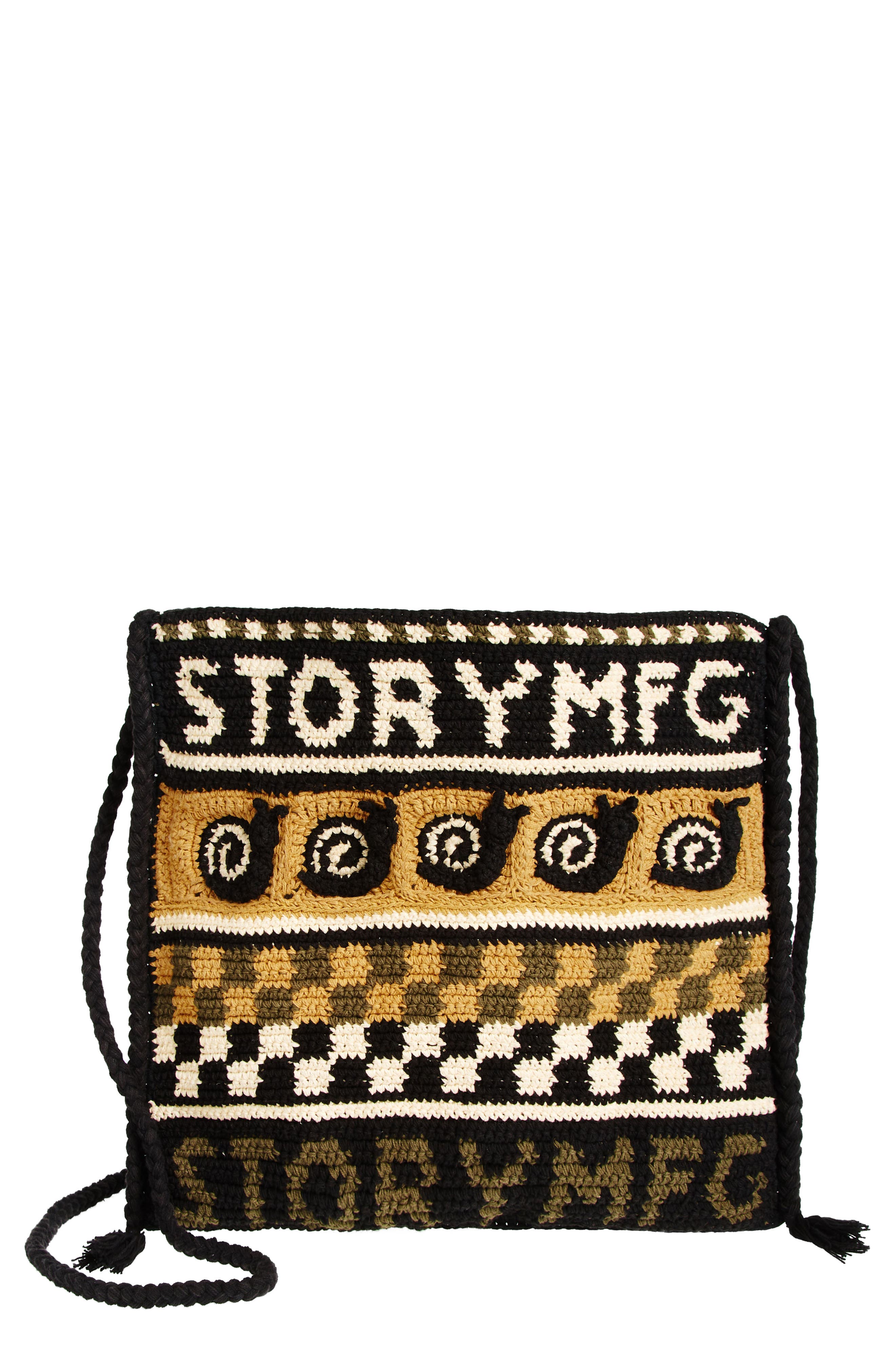 Story mfg. Stash Organic Cotton Crochet Crossbody Bag, Main, color, 