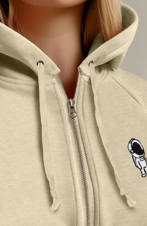 Dalix Astronaut Zip Fleece Hoodie In Bone